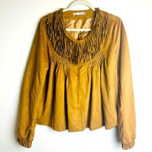 Miilla Women Large Fringe Western Jacket Brushed Pintuck Lightweight.A16